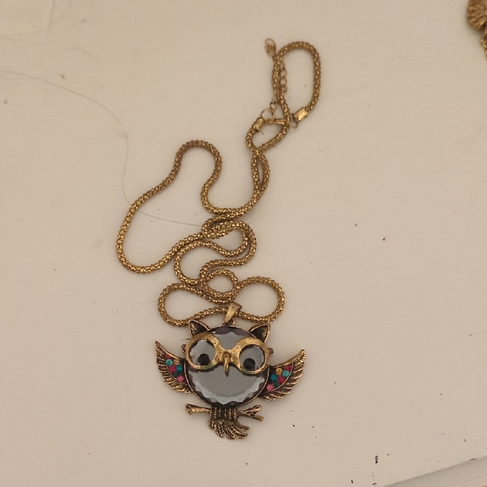 Gold Owl Pendant Necklace